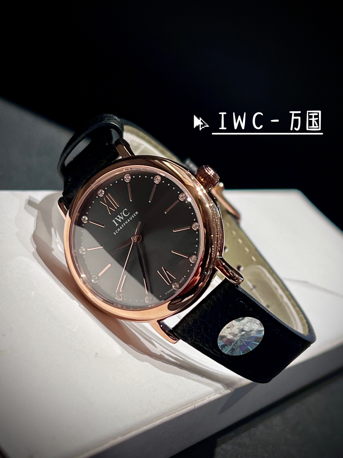 アイダブリューシー ポートフィノ ダイヤモンド ウォッチ グリーンレザー 34mm 画像 4