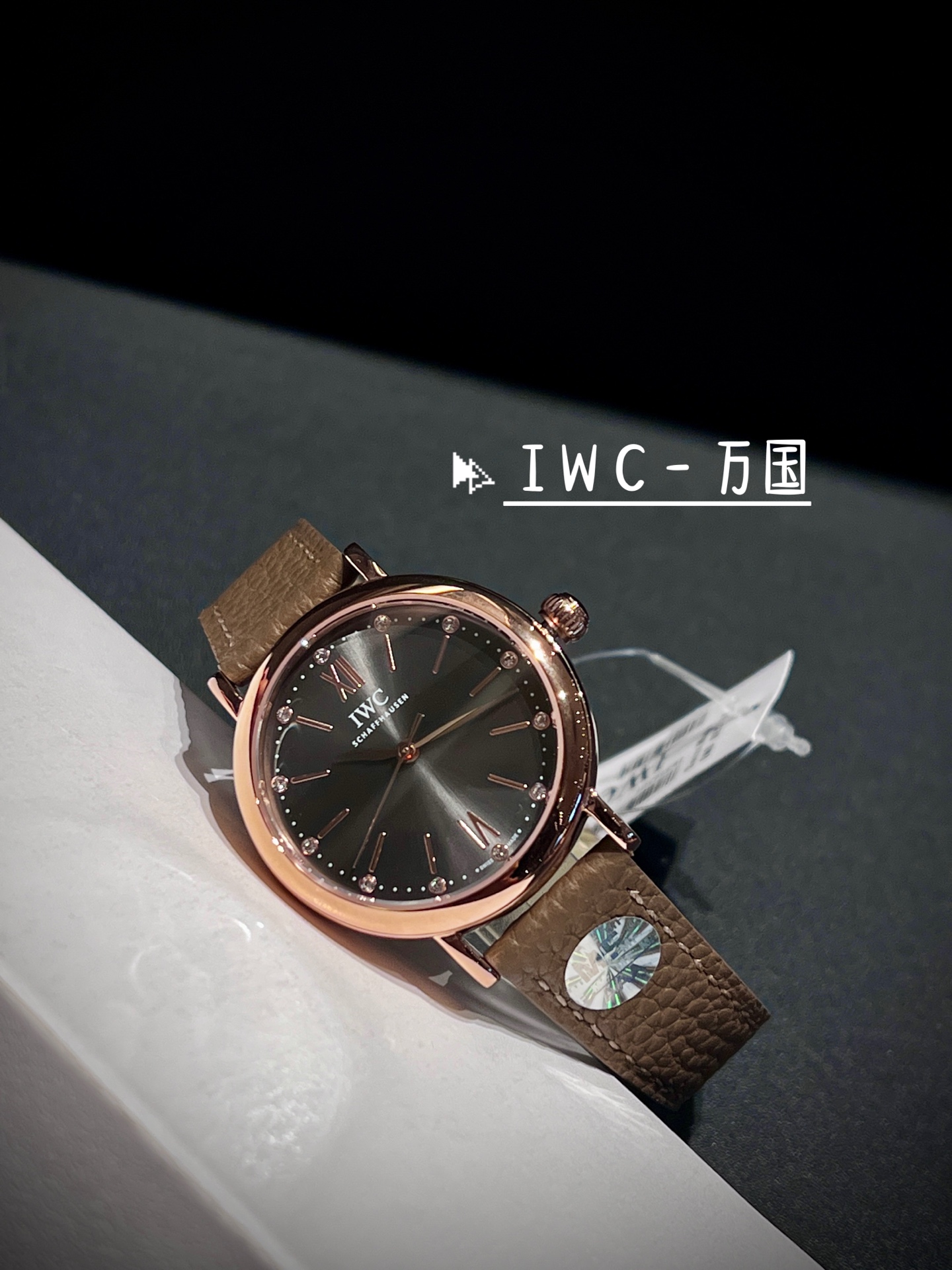 アイダブリューシー ポートフィノ ダイヤモンド ウォッチ グリーンレザー 34mm 画像 5