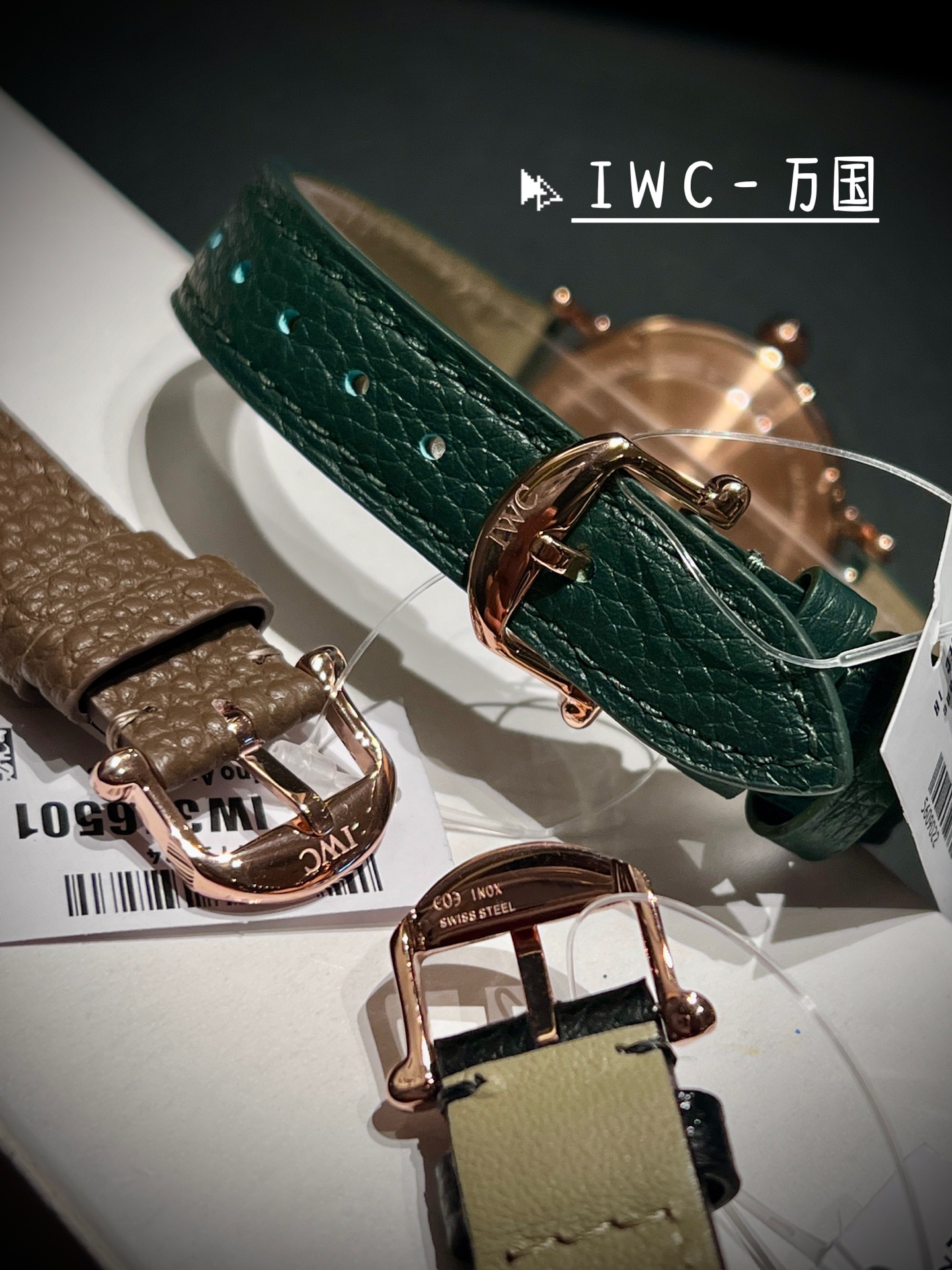 アイダブリューシー ポートフィノ ダイヤモンド ウォッチ グリーンレザー 34mm 画像 8