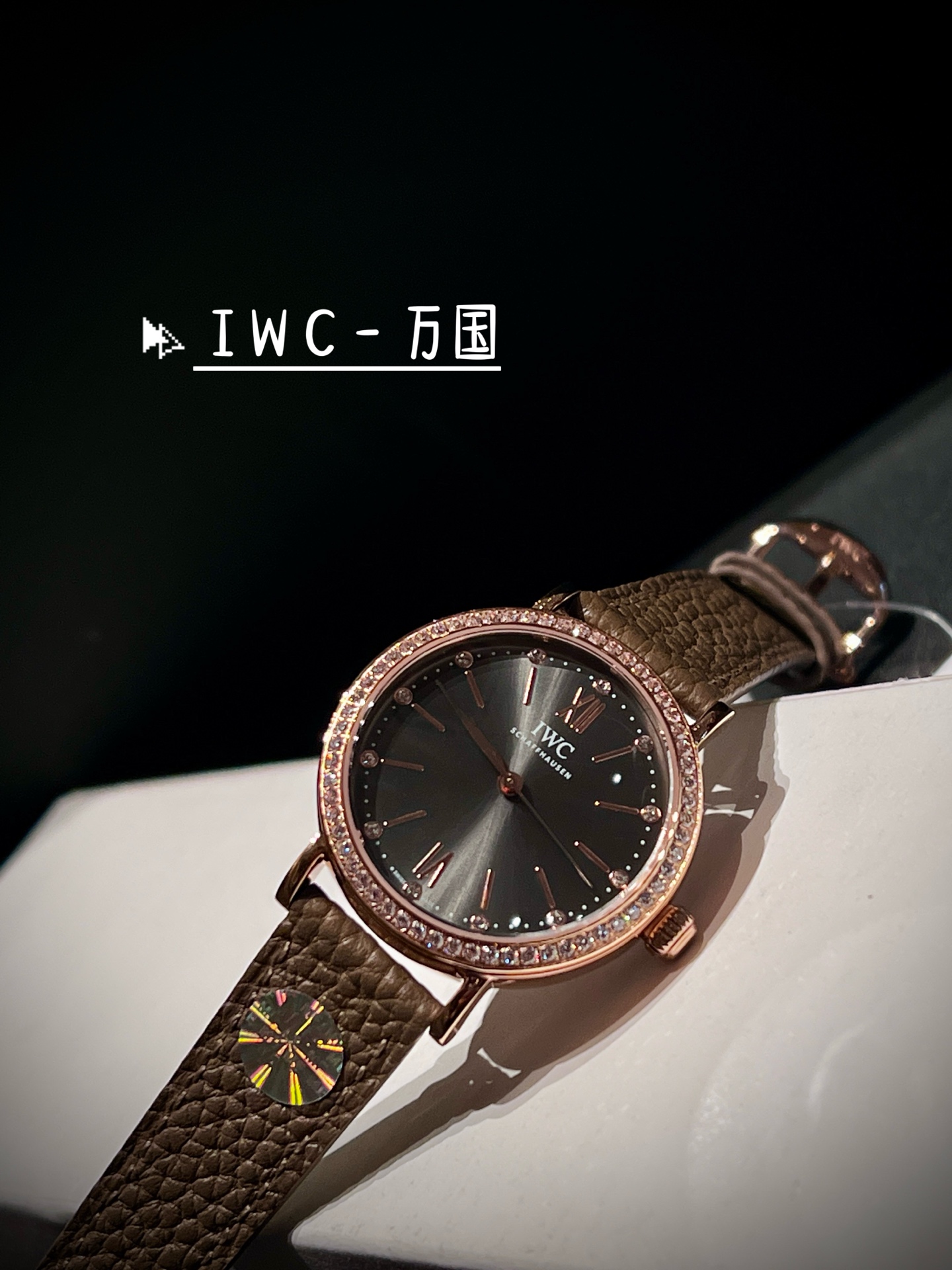 アイダブリューシー ポートフィノ ダイヤモンド ウォッチ ブラウンレザー 34mm 詳細画像 2