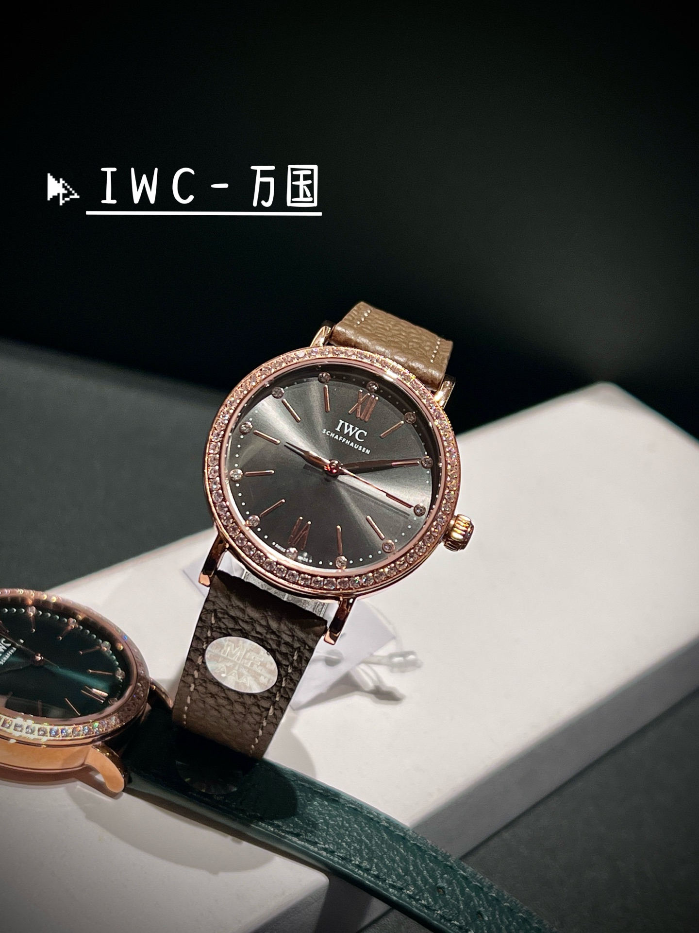 アイダブリューシー ポートフィノ ダイヤモンド ウォッチ ブラウンレザー 34mm 画像 7