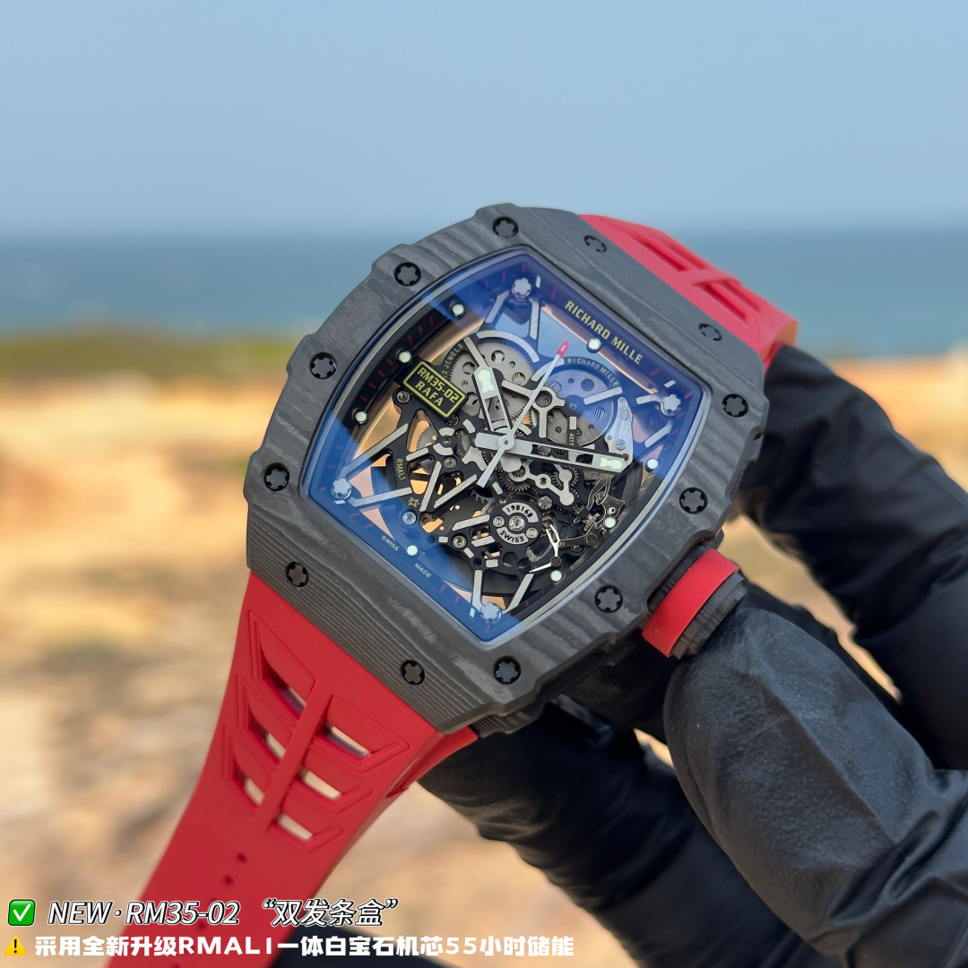 リシャール ミル RM35-02 カーボン オープンワーク ウォッチ Red ストラップ 詳細画像 2