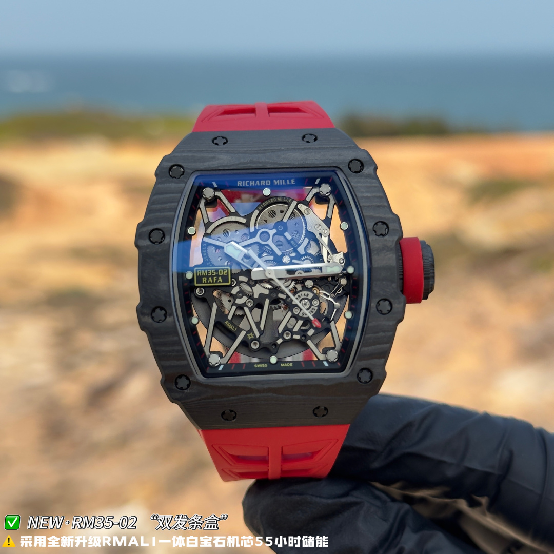 リシャール ミル RM35-02 カーボン オープンワーク ウォッチ Red ストラップ 詳細画像 3