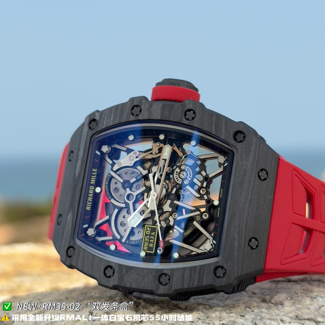 リシャール ミル RM35-02 カーボン オープンワーク ウォッチ Red ストラップ 画像 4