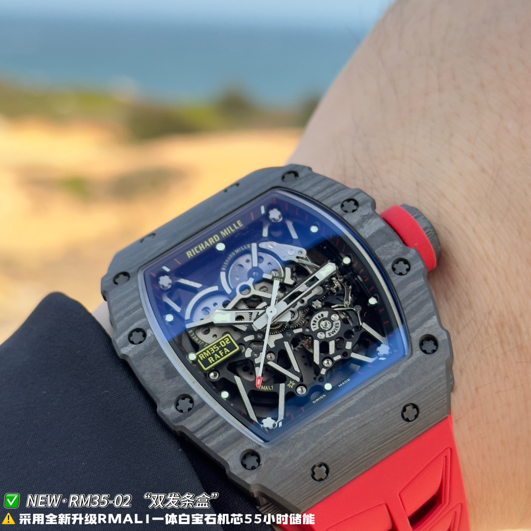 リシャール ミル RM35-02 カーボン オープンワーク ウォッチ Red ストラップ 画像 6
