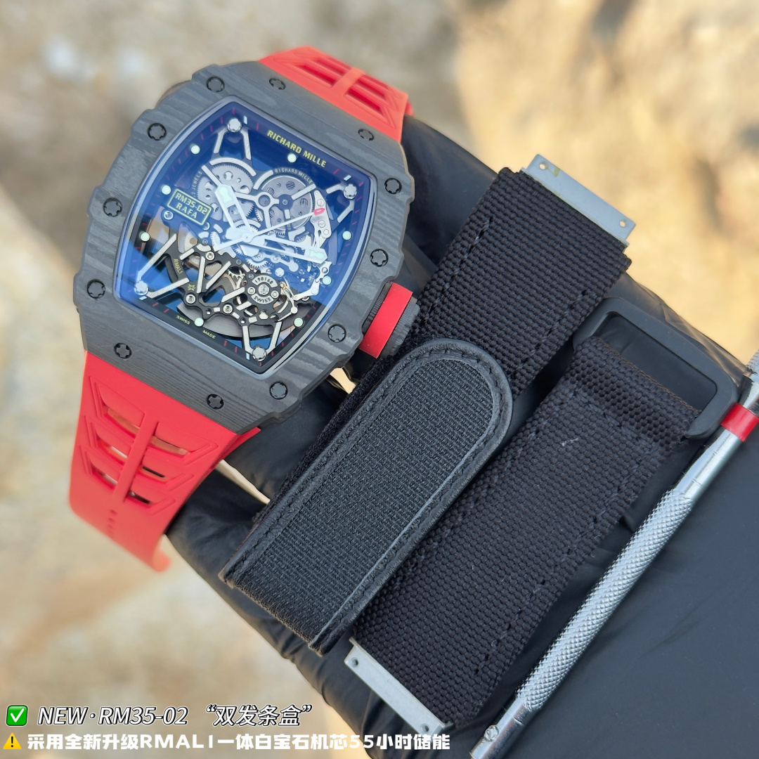 リシャール ミル RM35-02 カーボン オープンワーク ウォッチ Red ストラップ 画像 7