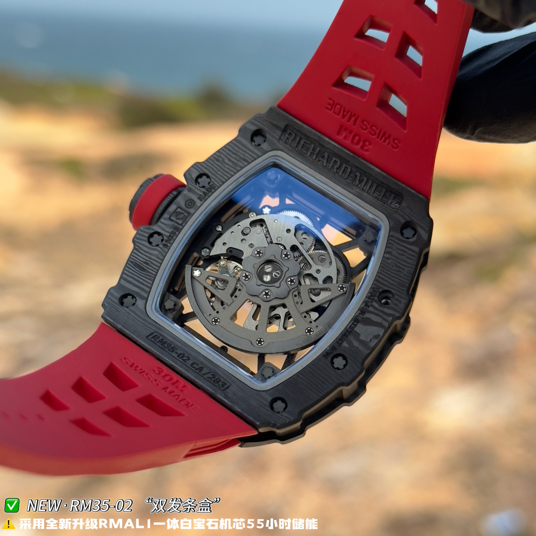 リシャール ミル RM35-02 カーボン オープンワーク ウォッチ Red ストラップ 画像 8