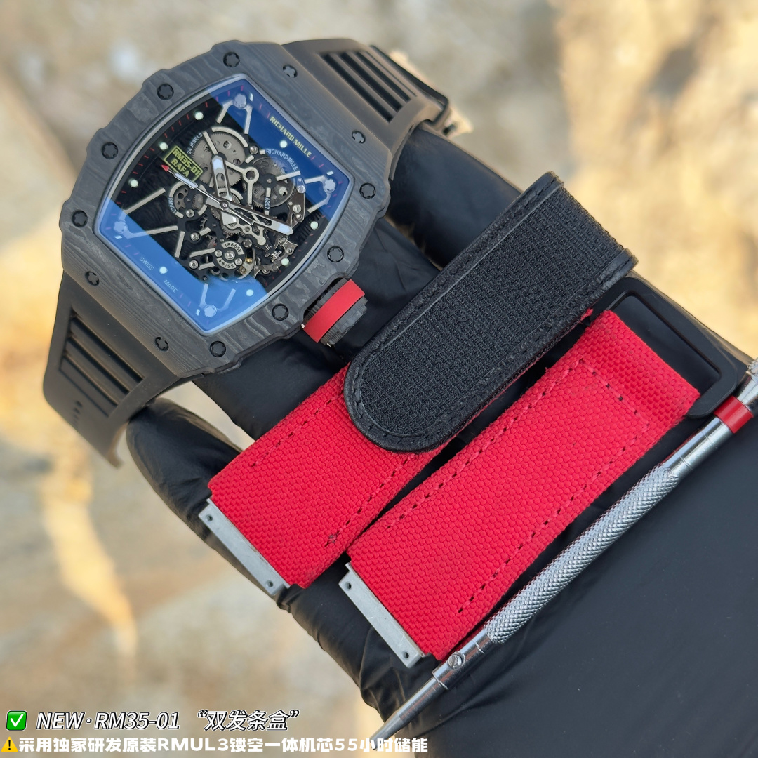 リシャール ミル RM35-01 カーボン オープンワーク ウォッチ ブラック ストラップ 画像 4
