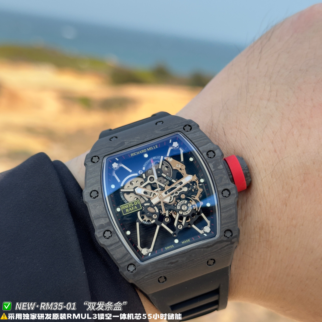 リシャール ミル RM35-01 カーボン オープンワーク ウォッチ ブラック ストラップ 画像 5