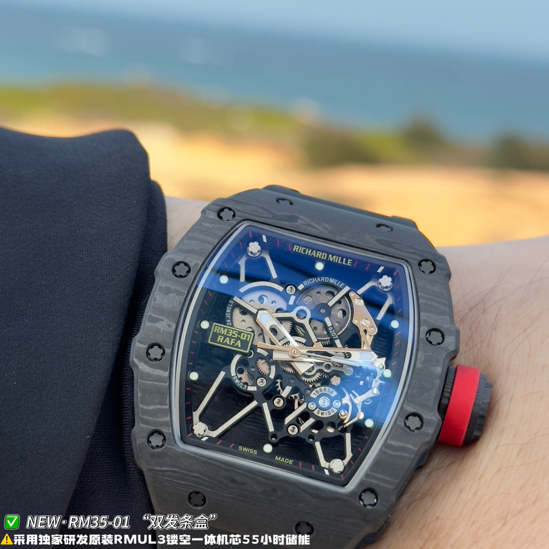 リシャール ミル RM35-01 カーボン オープンワーク ウォッチ ブラック ストラップ 画像 6