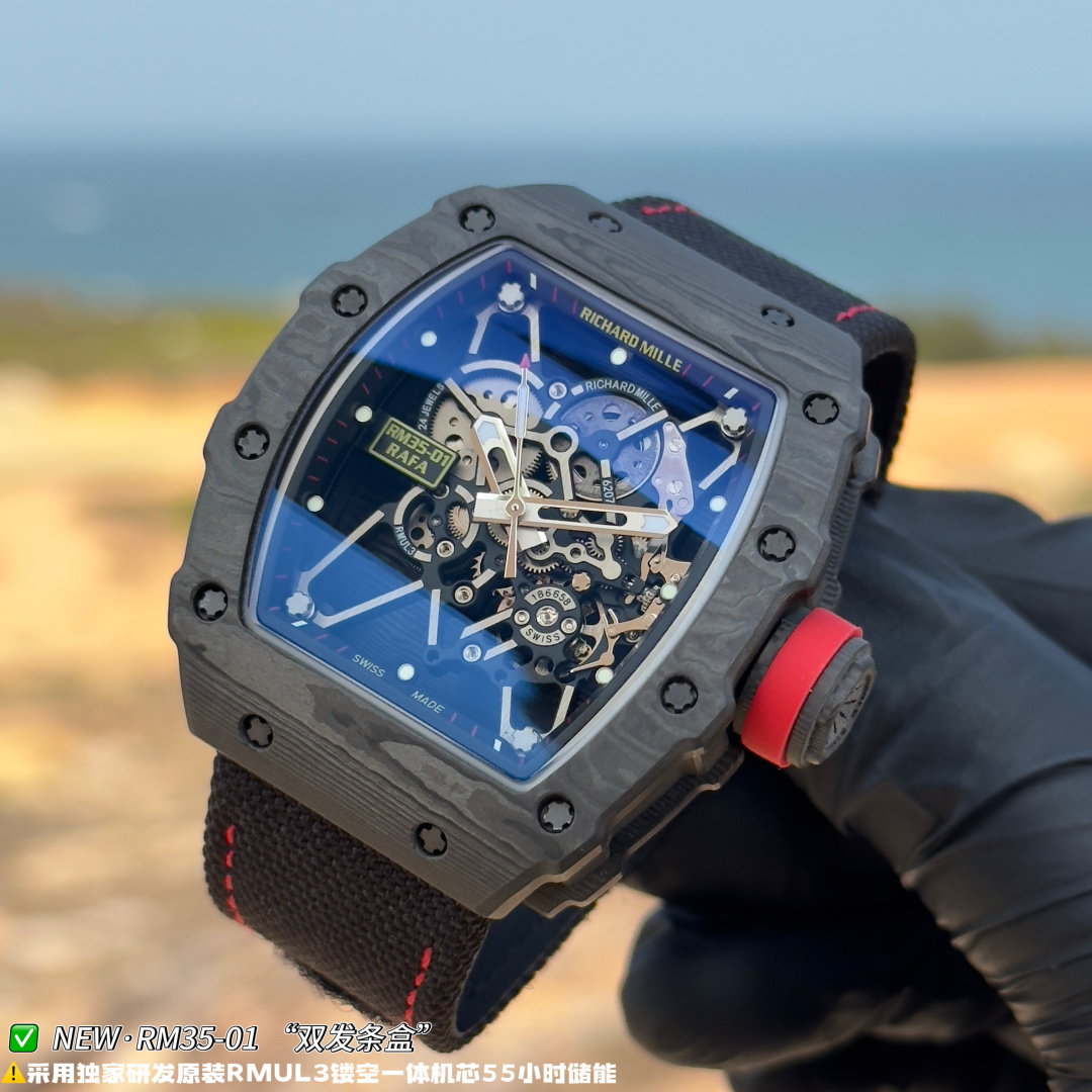 リシャール ミル RM35-01 カーボン オープンワーク ウォッチ Blue Red 詳細画像 1