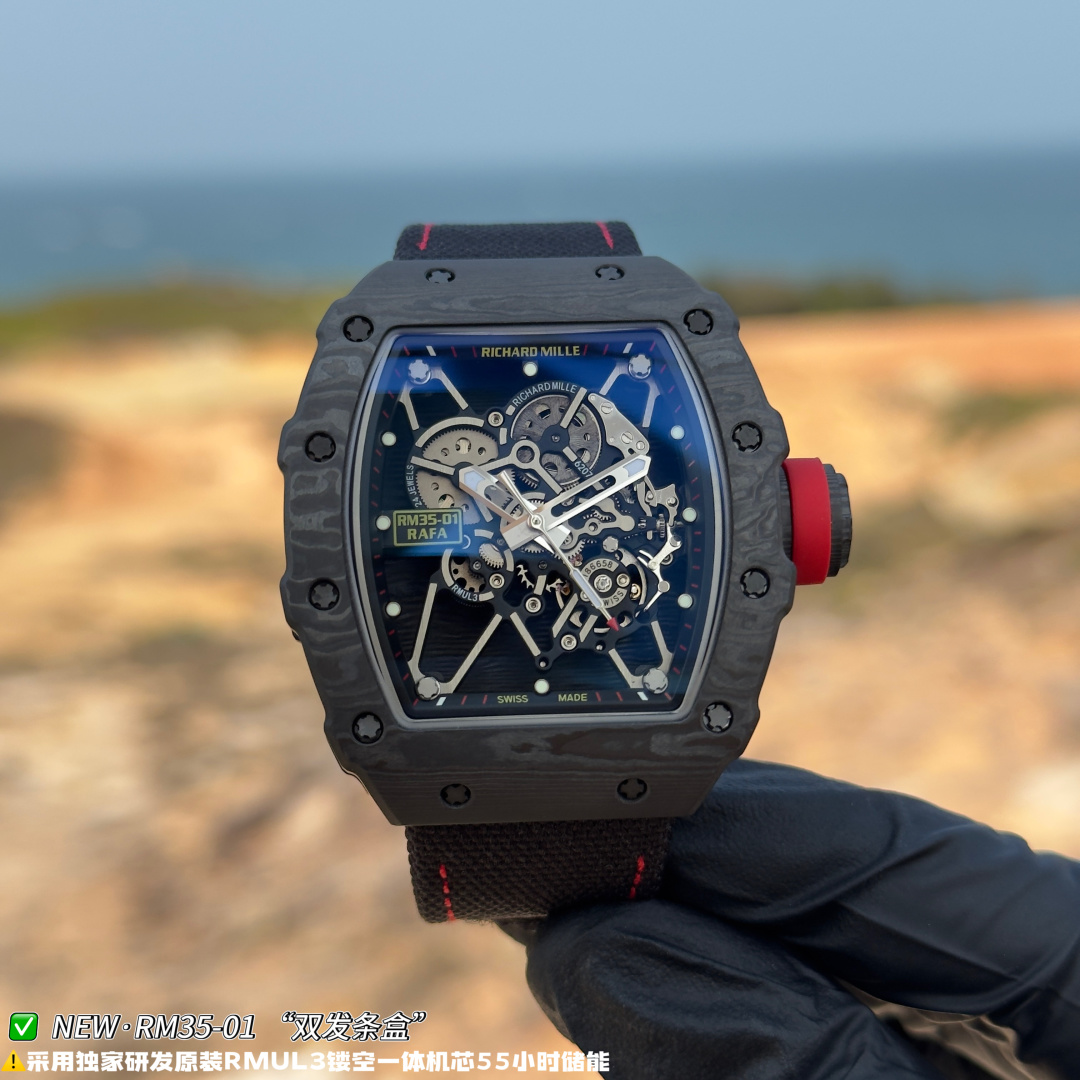 リシャール ミル RM35-01 カーボン オープンワーク ウォッチ Blue Red 詳細画像 2