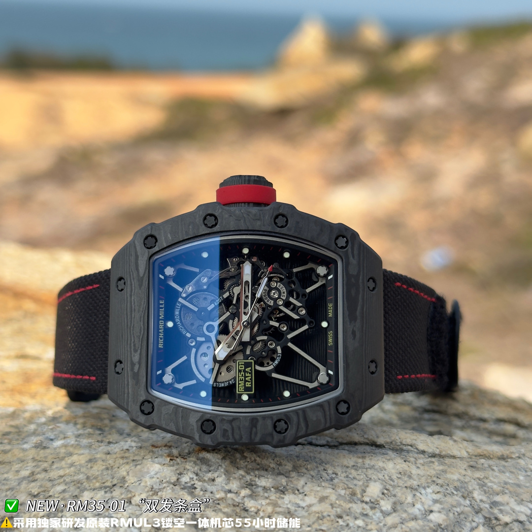 リシャール ミル RM35-01 カーボン オープンワーク ウォッチ Blue Red 画像 7