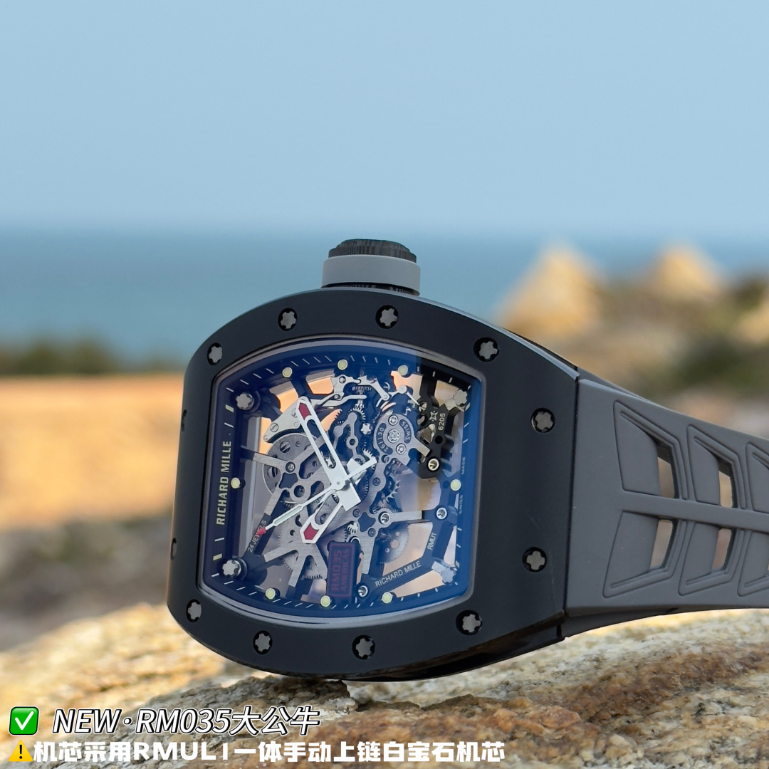 リシャール ミル RM035 カーボン カウプリント ウォッチ グレー ストラップ 詳細画像 1