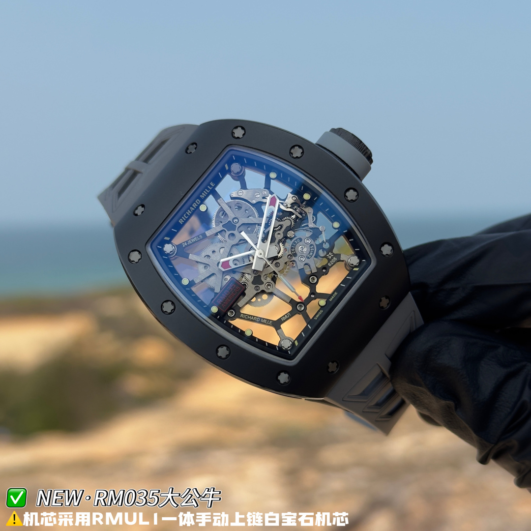リシャール ミル RM035 カーボン カウプリント ウォッチ グレー ストラップ 詳細画像 3