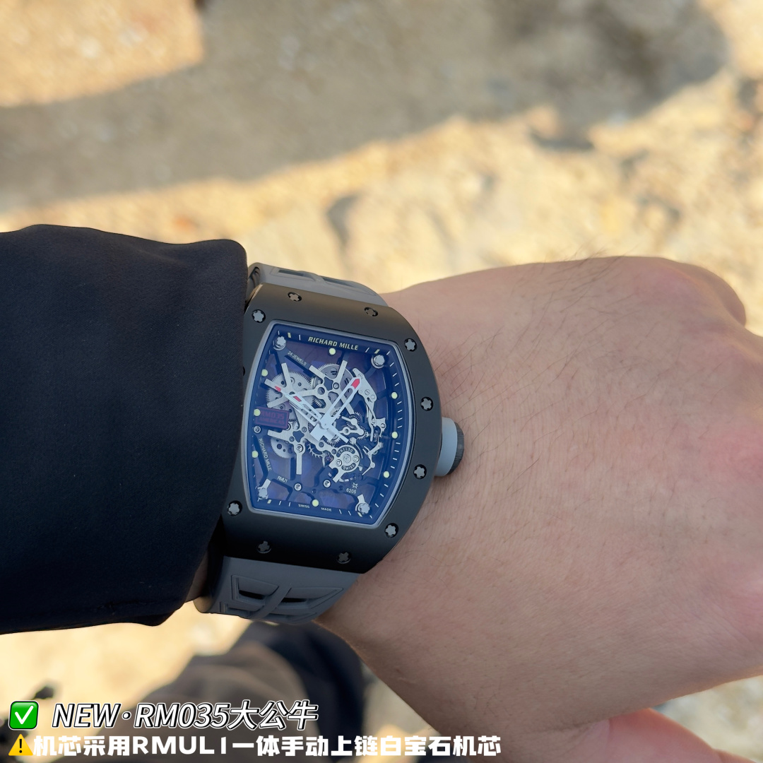 リシャール ミル RM035 カーボン カウプリント ウォッチ グレー ストラップ 画像 4