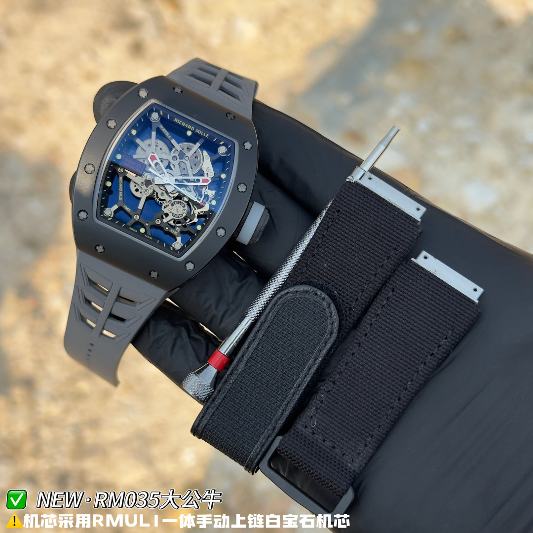リシャール ミル RM035 カーボン カウプリント ウォッチ グレー ストラップ 画像 5