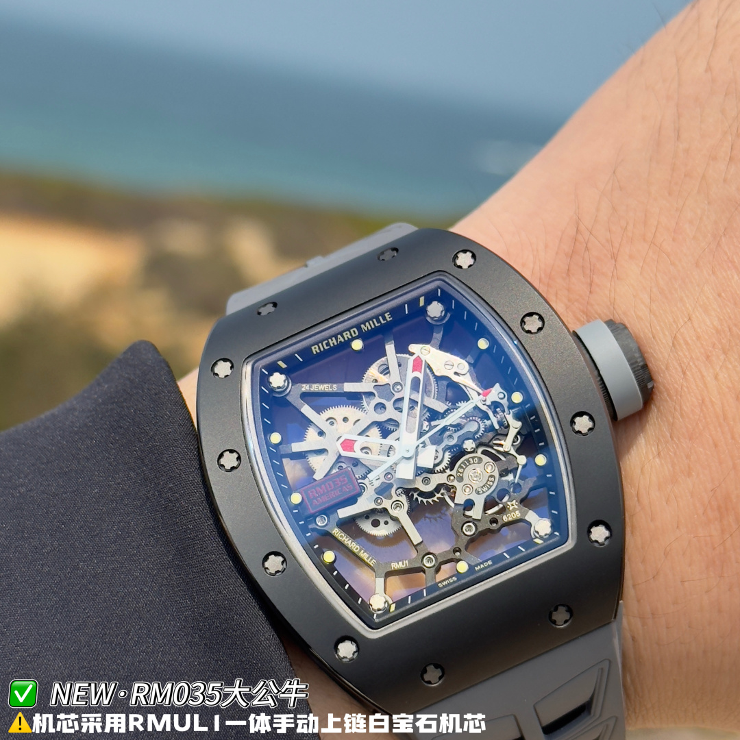リシャール ミル RM035 カーボン カウプリント ウォッチ グレー ストラップ 画像 6