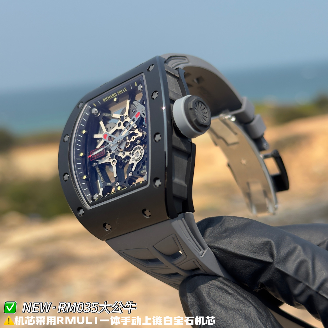 リシャール ミル RM035 カーボン カウプリント ウォッチ グレー ストラップ 画像 7