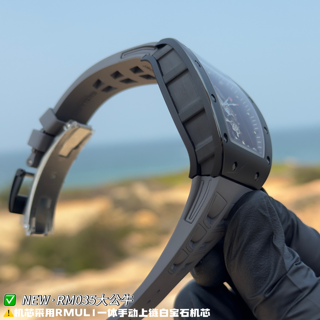 リシャール ミル RM035 カーボン カウプリント ウォッチ グレー ストラップ 画像 8