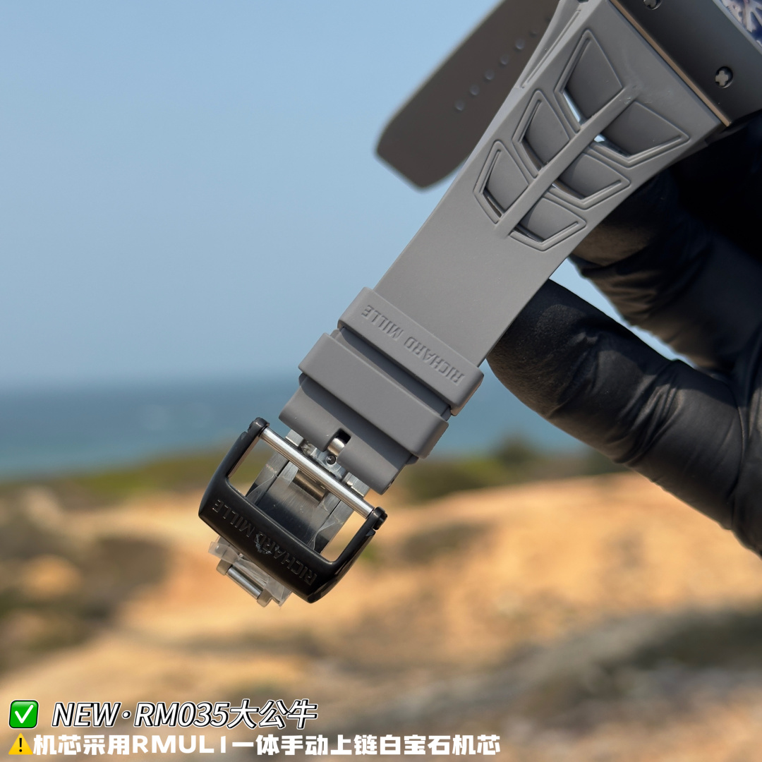 リシャール ミル RM035 カーボン カウプリント ウォッチ グレー ストラップ 画像 9