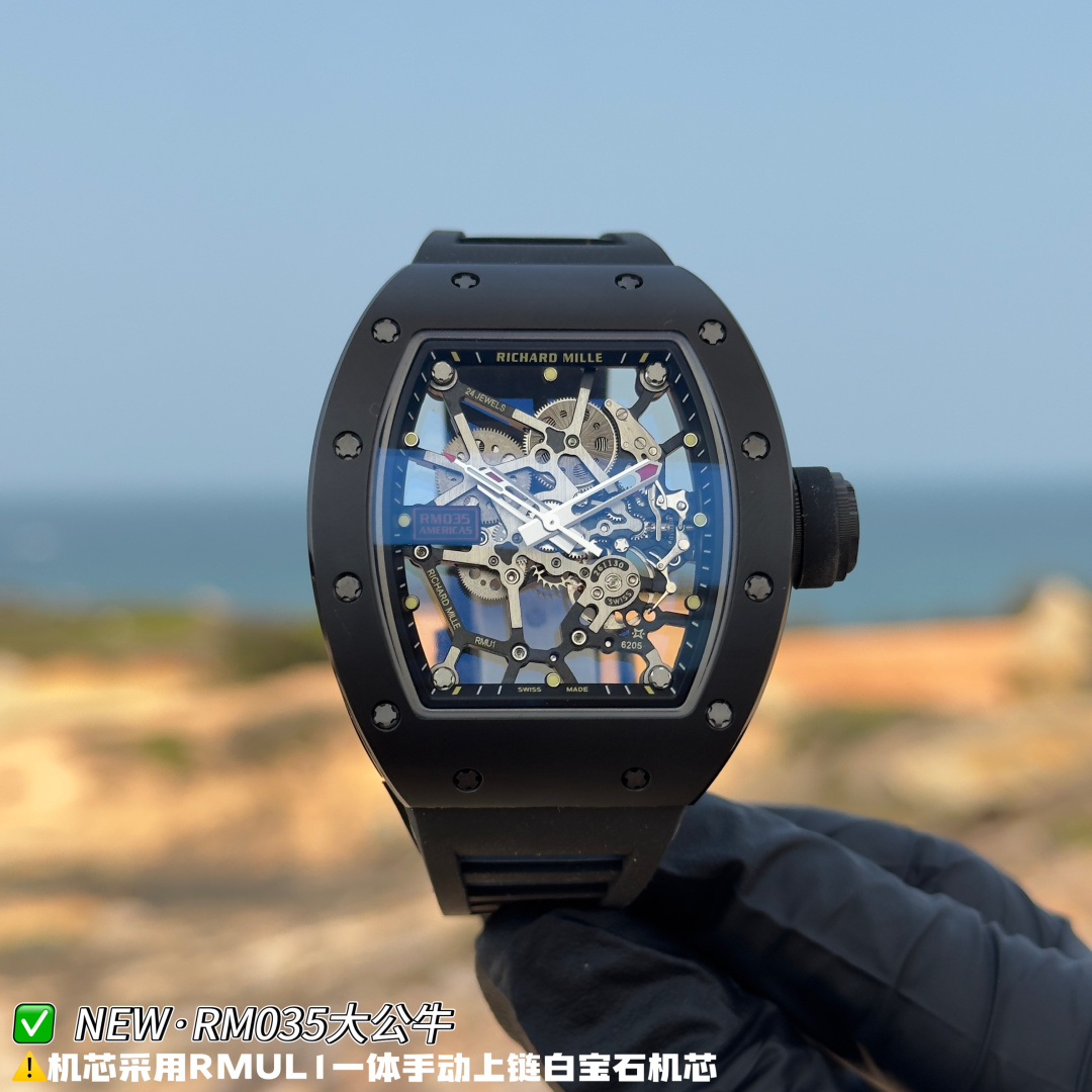 リシャール ミル RM035 カーボン カウプリント ウォッチ ブラック ストラップ 詳細画像 2