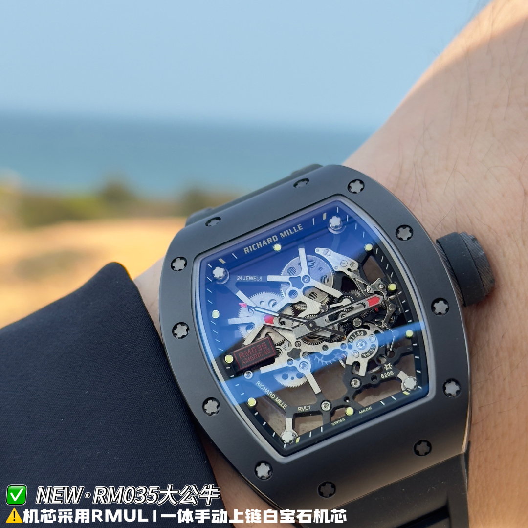 リシャール ミル RM035 カーボン カウプリント ウォッチ ブラック ストラップ 画像 5