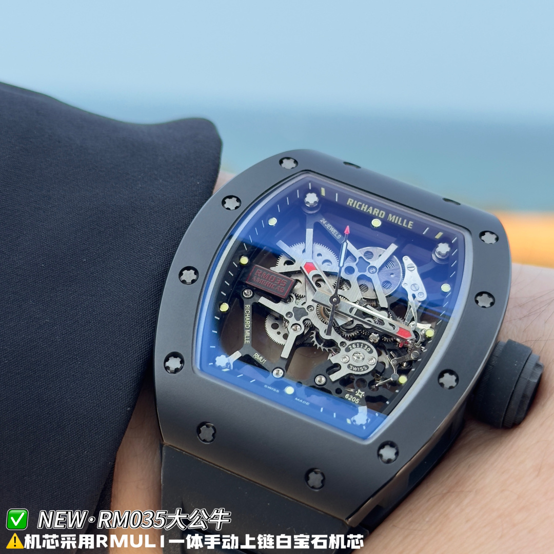 リシャール ミル RM035 カーボン カウプリント ウォッチ ブラック ストラップ 画像 6