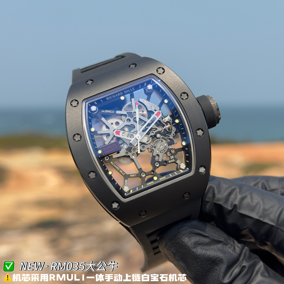 リシャール ミル RM035 カーボン カウプリント ウォッチ ブラック ストラップ 画像 7