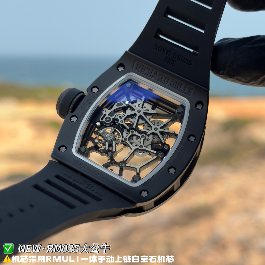 リシャール ミル RM035 カーボン カウプリント ウォッチ ブラック ストラップ 画像 8