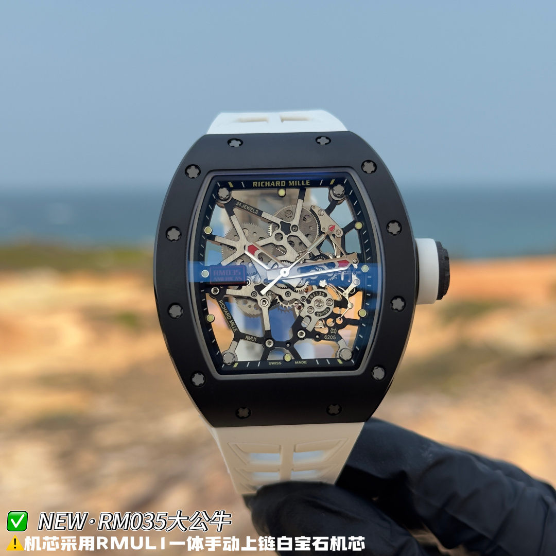 リシャール ミル RM035 カーボン カウプリント ウォッチ スケルトン ダイヤル 詳細画像 2