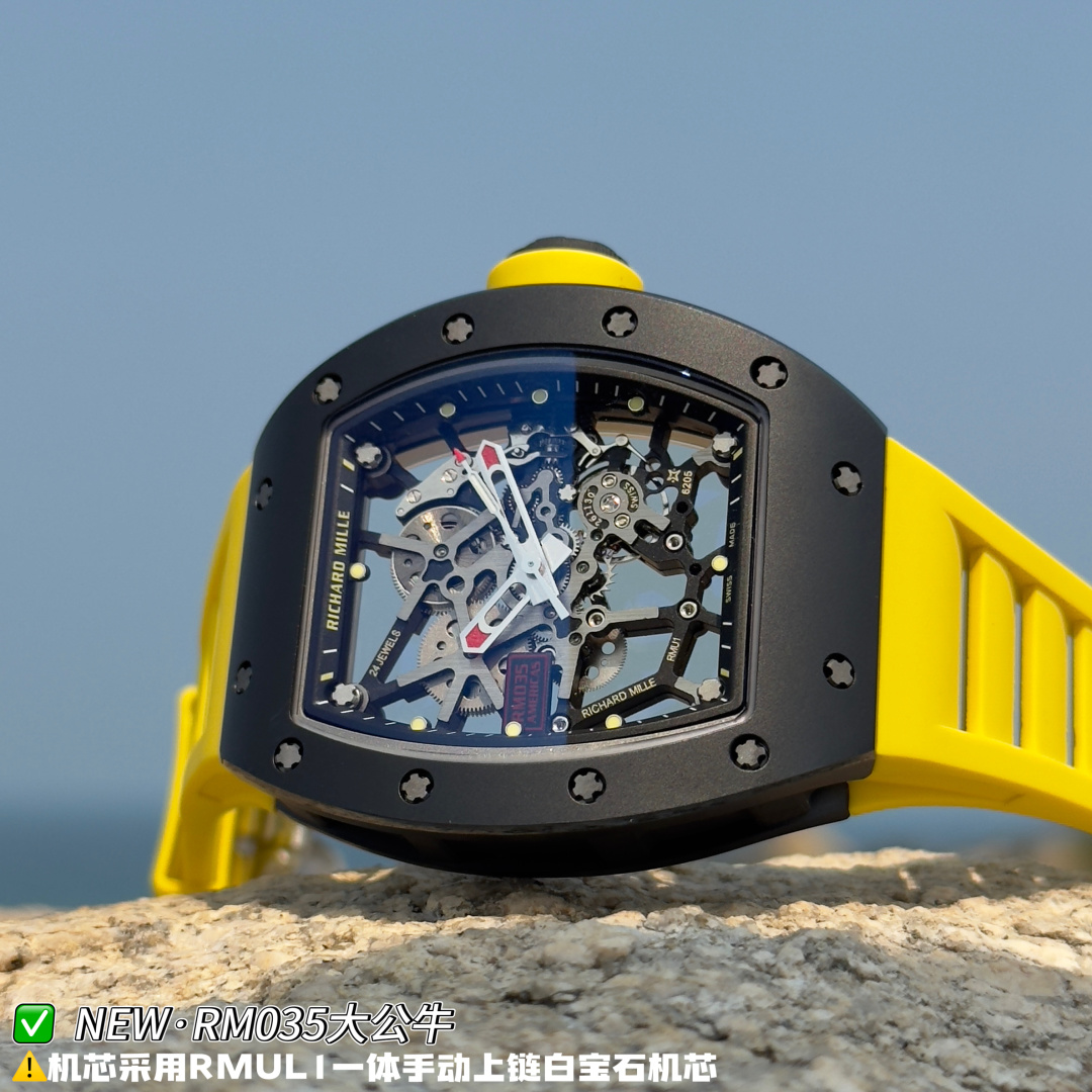 リシャール ミル RM035 カーボン カウプリント ウォッチ Yellow ストラップ 詳細画像 2
