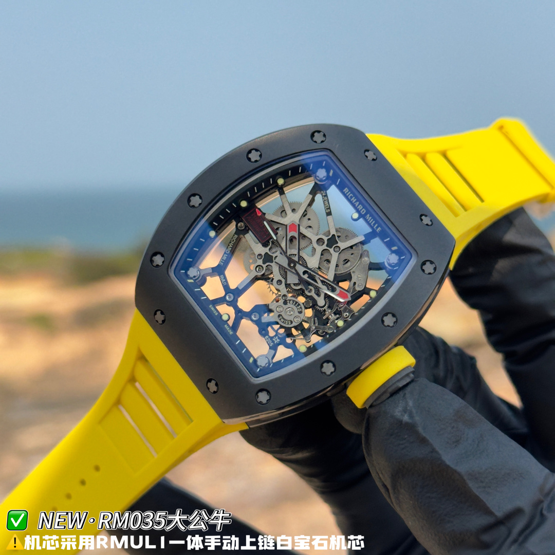 リシャール ミル RM035 カーボン カウプリント ウォッチ Yellow ストラップ 詳細画像 3