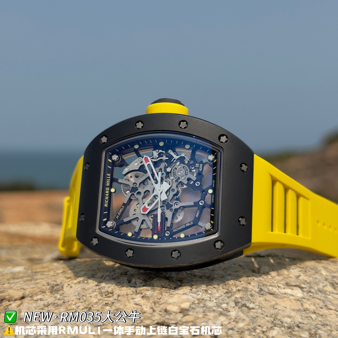 リシャール ミル RM035 カーボン カウプリント ウォッチ Yellow ストラップ 画像 7