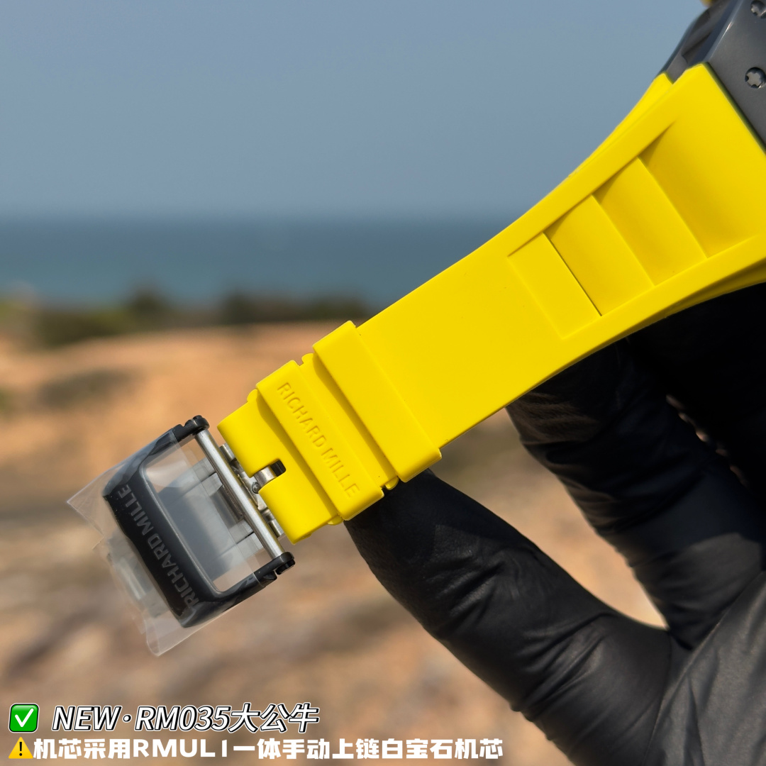 リシャール ミル RM035 カーボン カウプリント ウォッチ Yellow ストラップ 画像 9