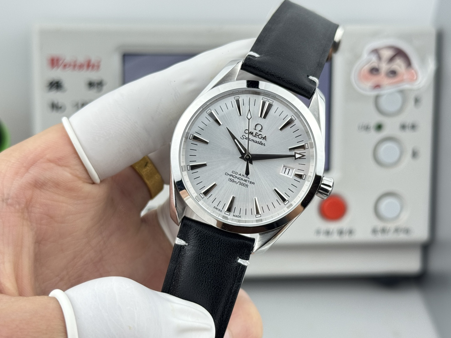 オメガ Seamaster Aqua Terra ウォッチ ホワイト ダイヤル ブラック ストラップ 詳細画像 2