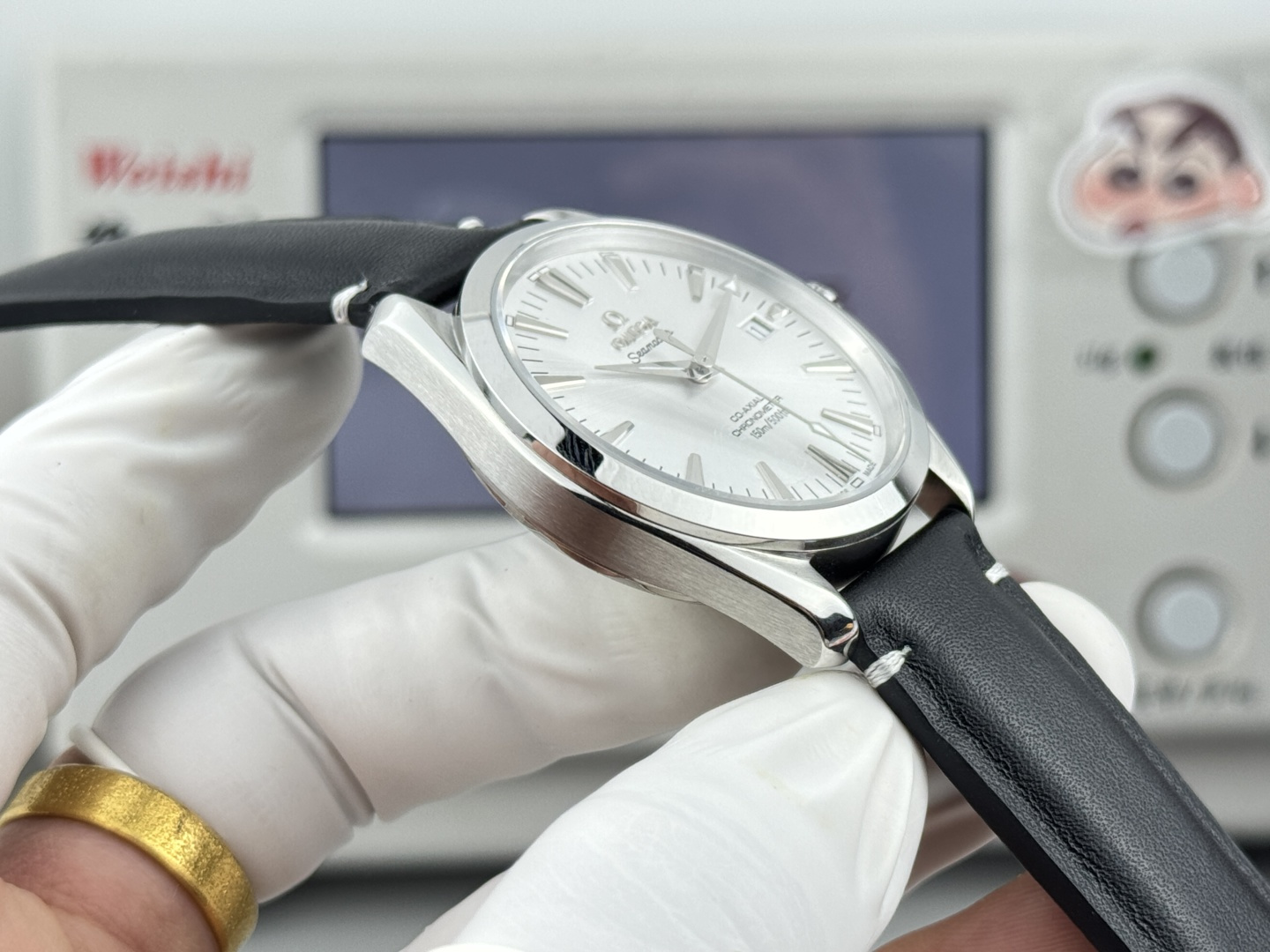 オメガ Seamaster Aqua Terra ウォッチ ホワイト ダイヤル ブラック ストラップ 画像 5