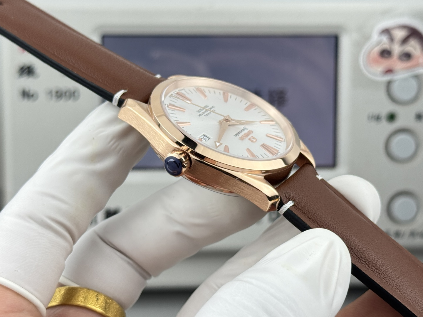 オメガ Seamaster Aqua Terra ウォッチ ホワイト ダイヤル ブラウン ストラップ 画像 6