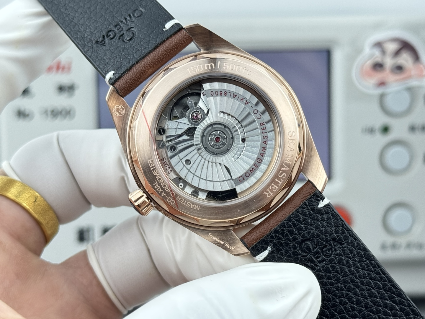 オメガ Seamaster Aqua Terra ウォッチ ホワイト ダイヤル ブラウン ストラップ 画像 7
