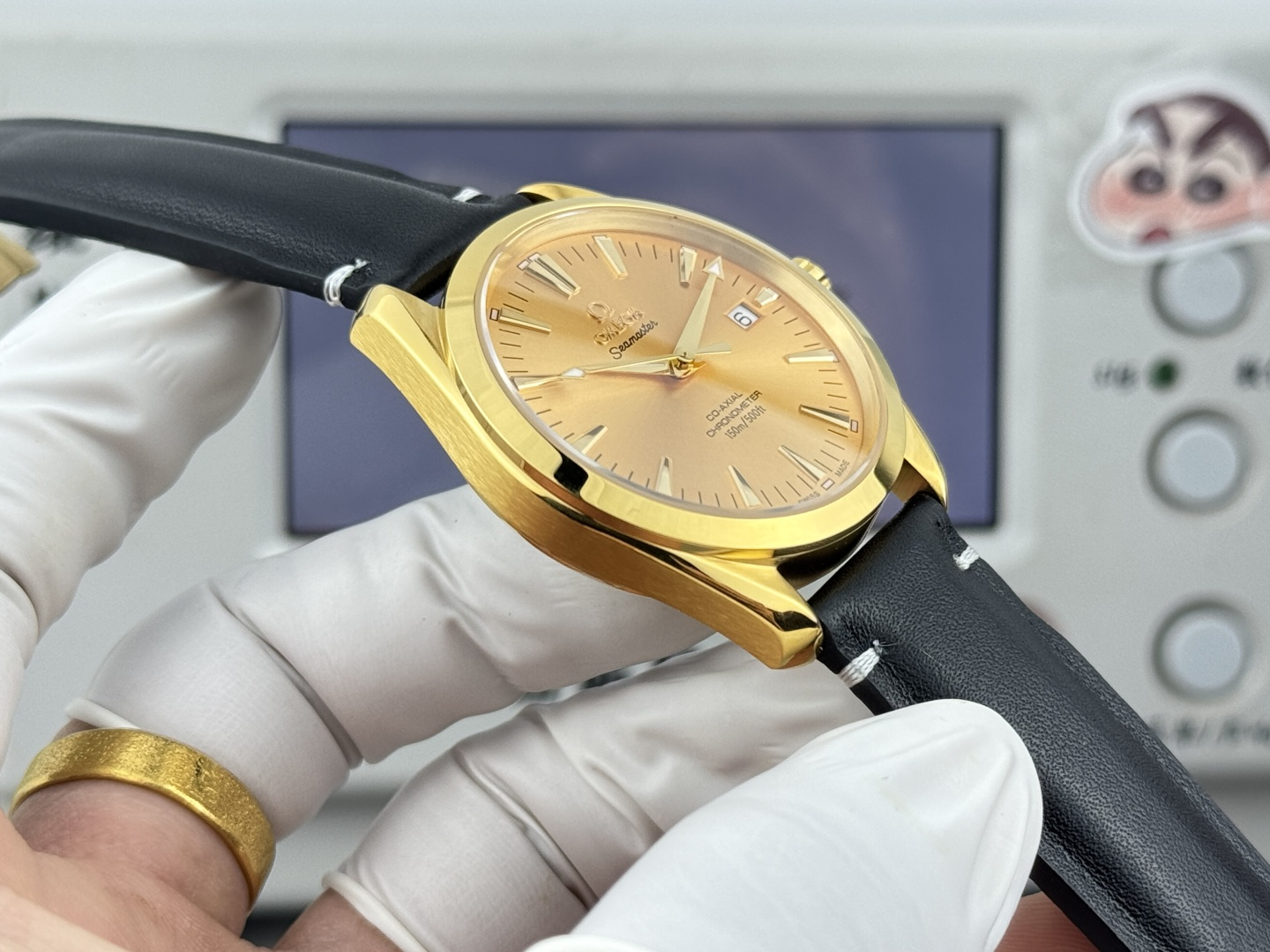 オメガ Seamaster Aqua Terra ウォッチ Champagne ダイヤル ゴールド ケース 画像 5