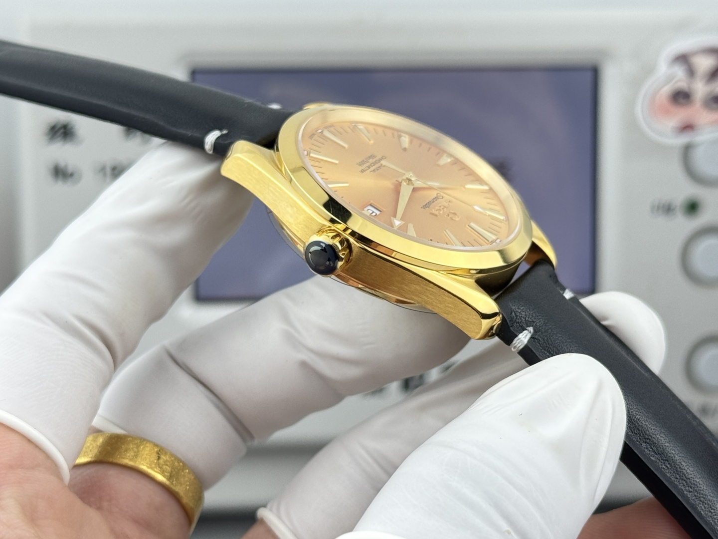 オメガ Seamaster Aqua Terra ウォッチ Champagne ダイヤル ゴールド ケース 画像 6