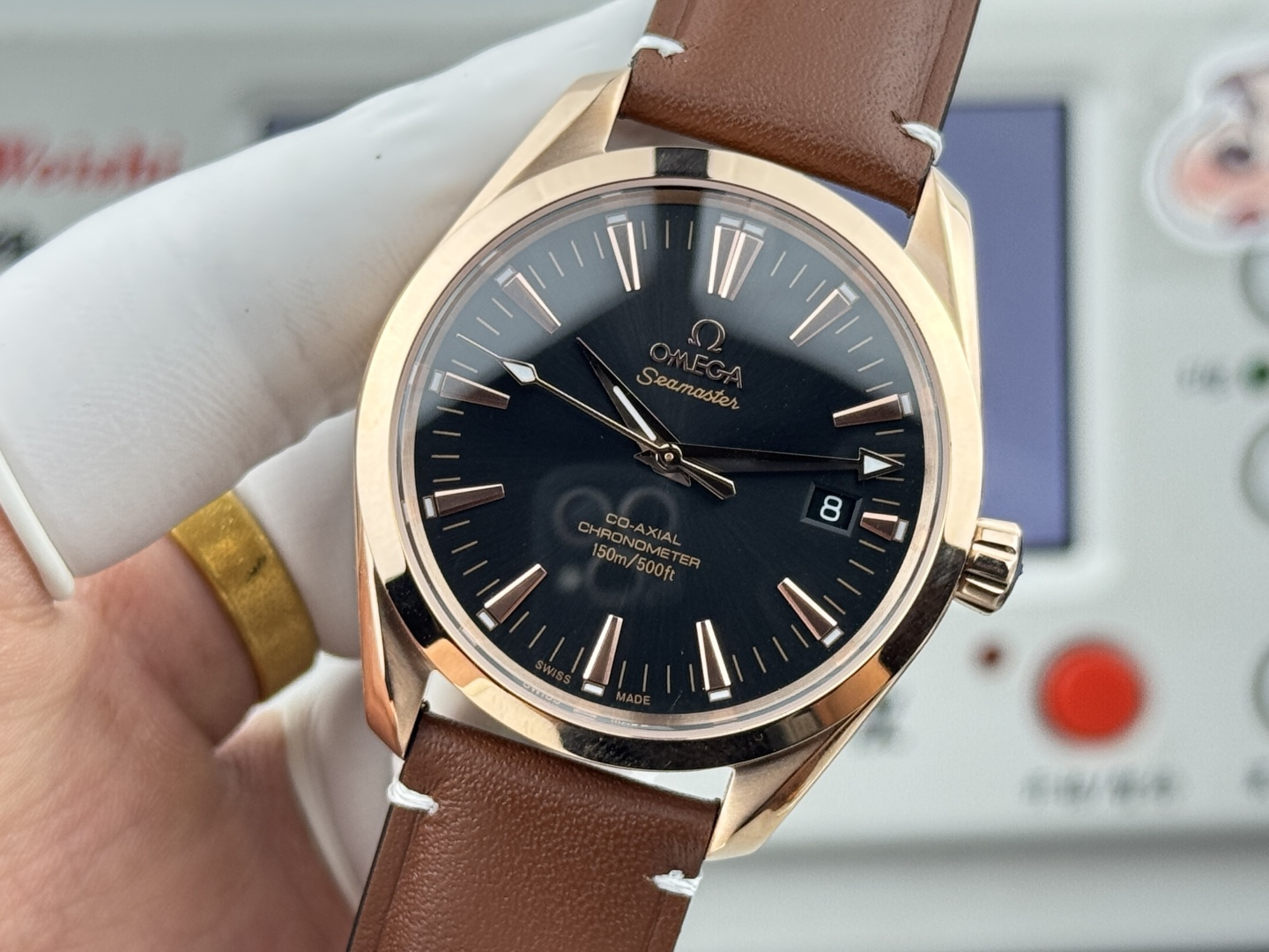 オメガ Seamaster Aqua Terra ウォッチ ブラック ダイヤル ローズゴールド 画像 4