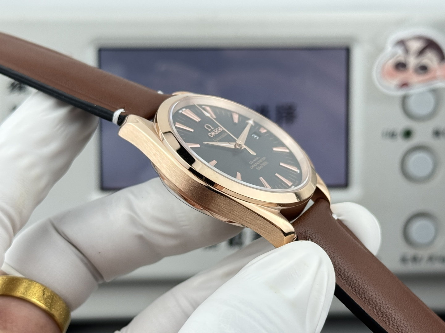 オメガ Seamaster Aqua Terra ウォッチ ブラック ダイヤル ローズゴールド 画像 5