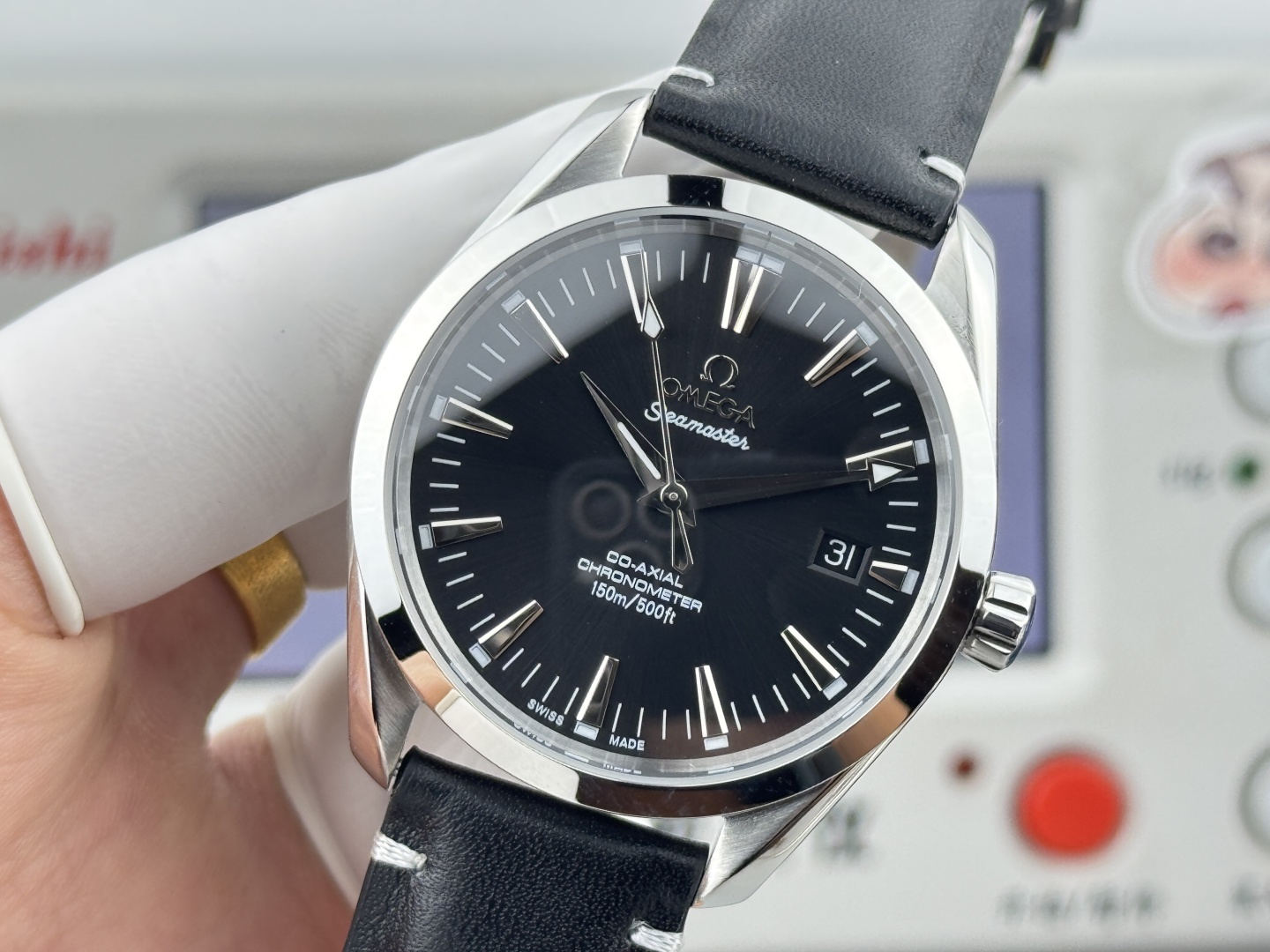 オメガ Seamaster Aqua Terra ウォッチ ブラック ダイヤル シルバー ケース 画像 4