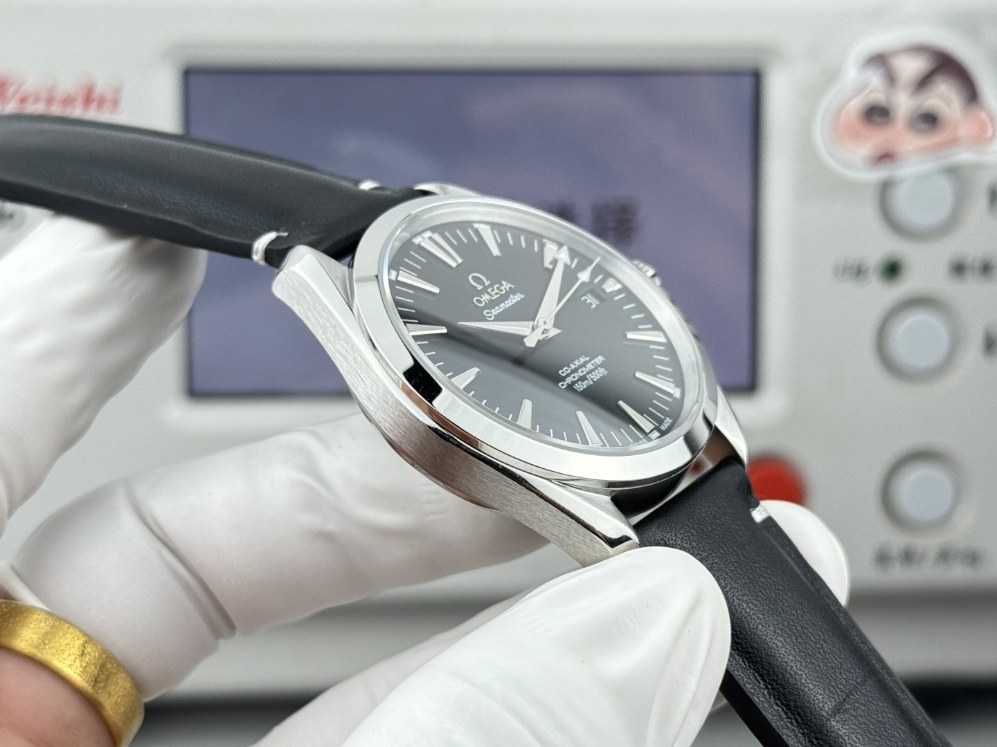 オメガ Seamaster Aqua Terra ウォッチ ブラック ダイヤル シルバー ケース 画像 5