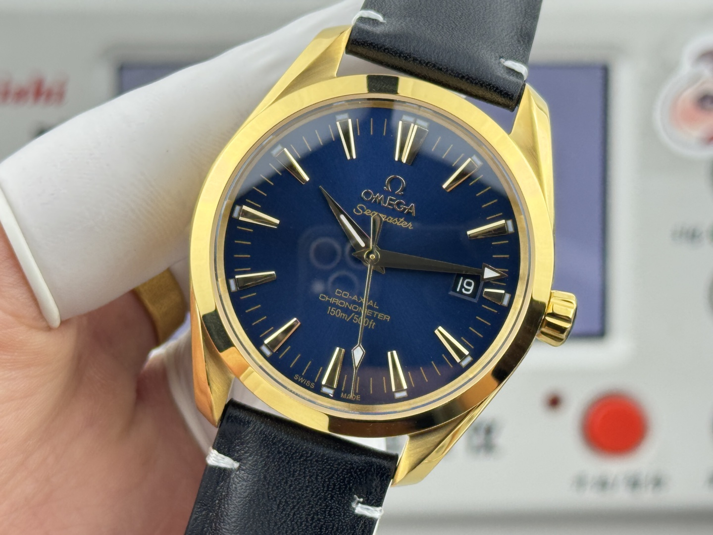 オメガ Seamaster Aqua Terra ウォッチ Blue ダイヤル ゴールド ケース 画像 4