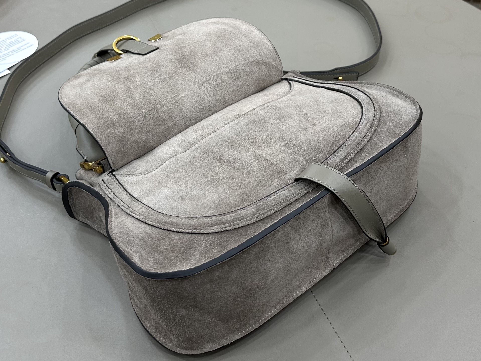 クロエ Marcie スエード カーフスキン トップハンドルバッグ グレー ミディアム 画像 6