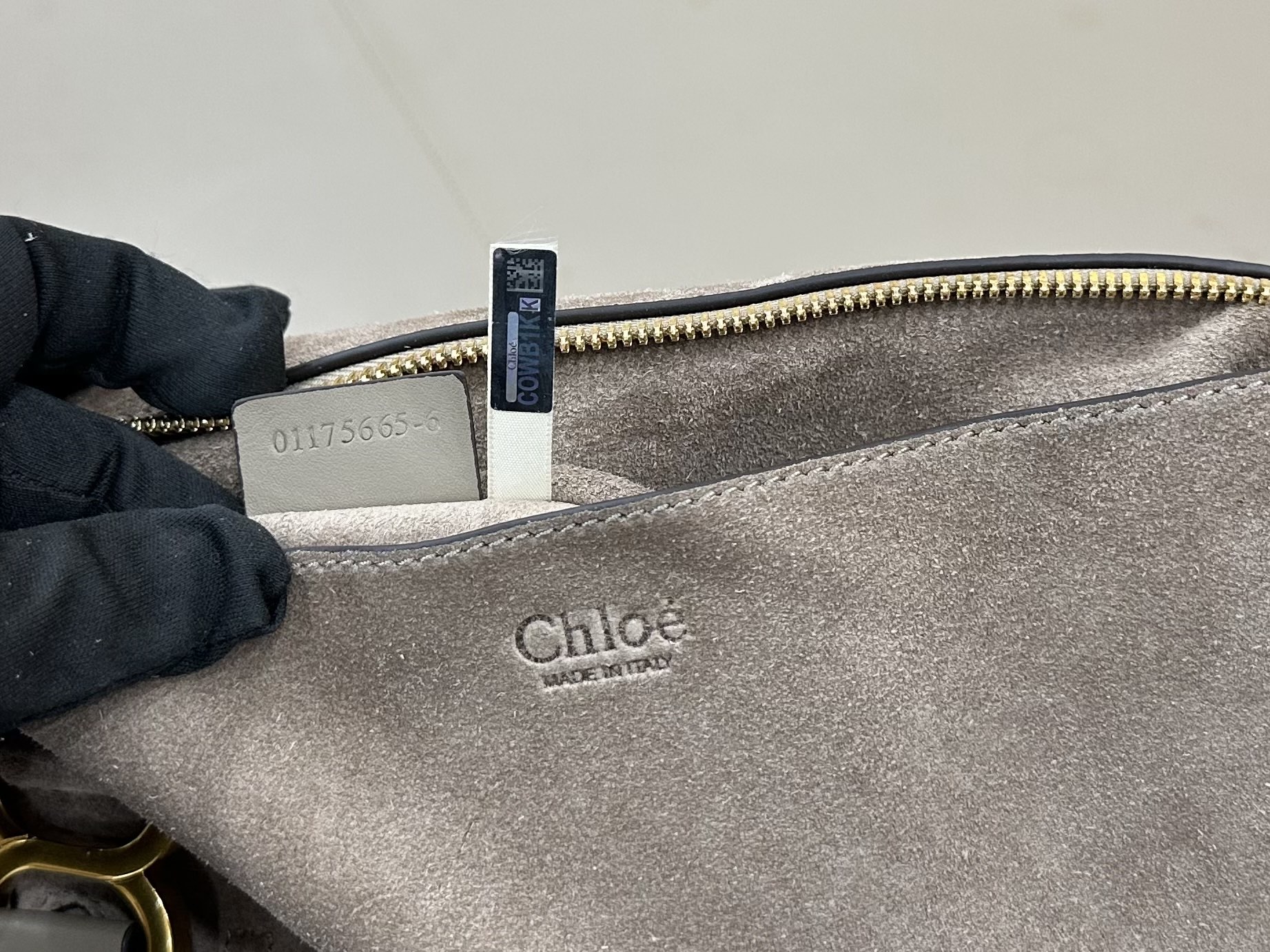 クロエ Marcie スエード カーフスキン タッセルバッグ グレー ラージ 画像 8