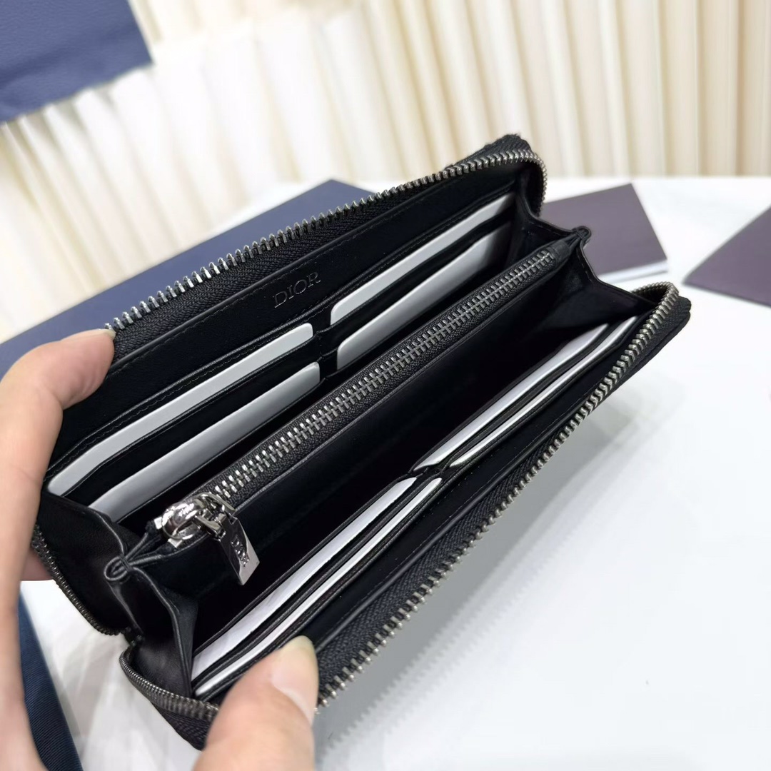ディオール Saddle ロングジップ ウォレット ブラック グレー 2ADBC315YKS_H03E 画像 6