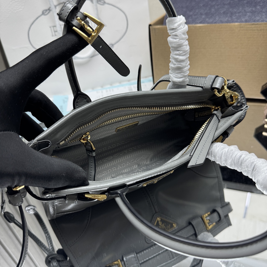 プラダ ミニ トップハンドル バッグ グレー 1BA486 画像 7